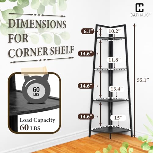 CAPHAUS 4-Tier Corner Shelf Stand Black