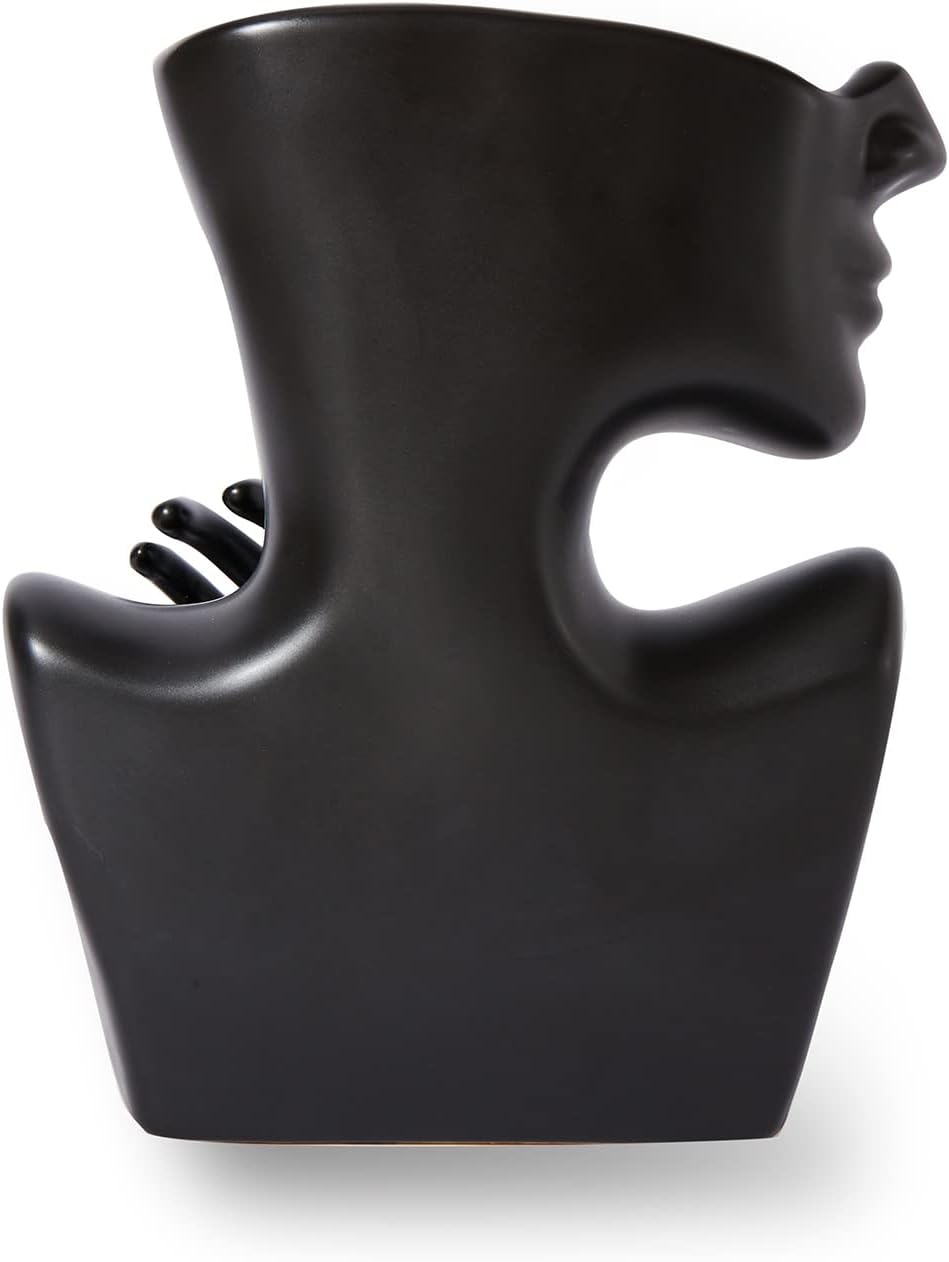 Katoonx Ceramic Face Vase Black Statue for Home Decor