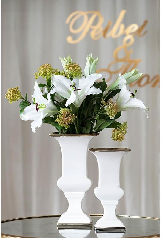 T2 Concept 100 Ceramic White Urn with Gold Trim