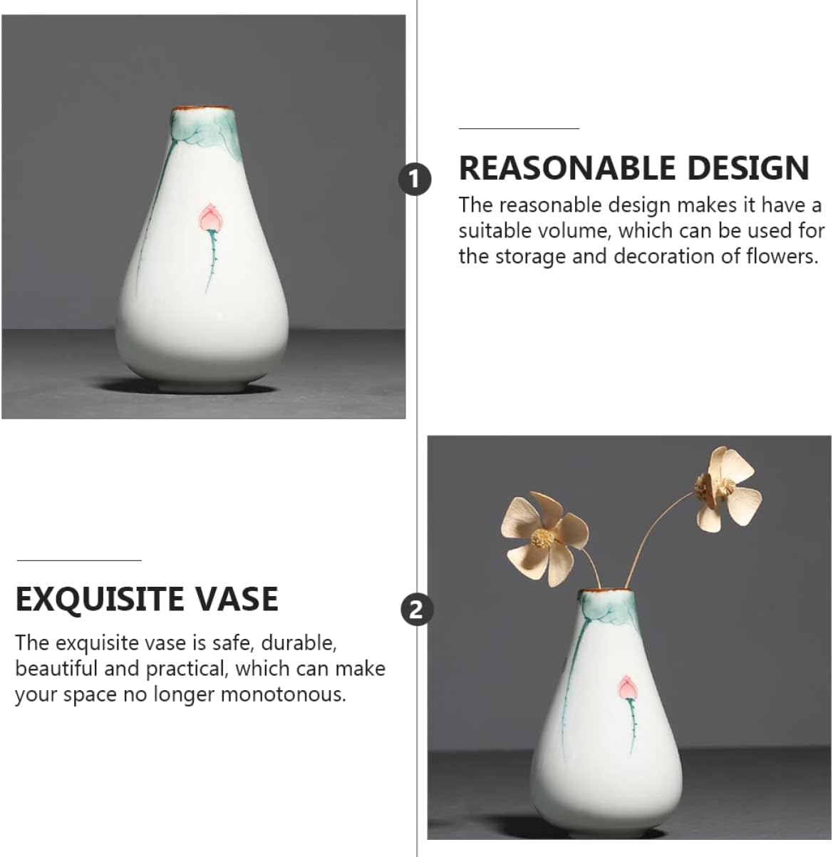 GANAZONO Unique Lotus Hand Painted Ceramic Flower Vase