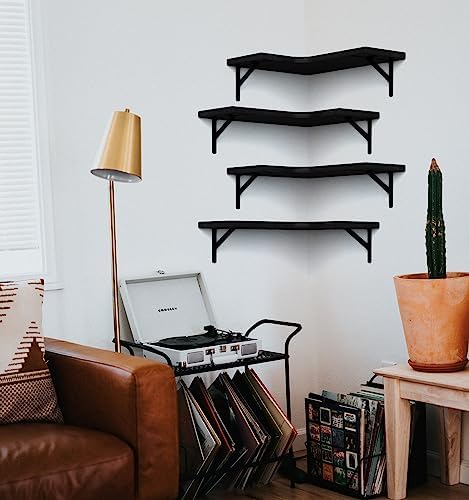 LEOPO Corner Floating Shelves Set of 4 Black