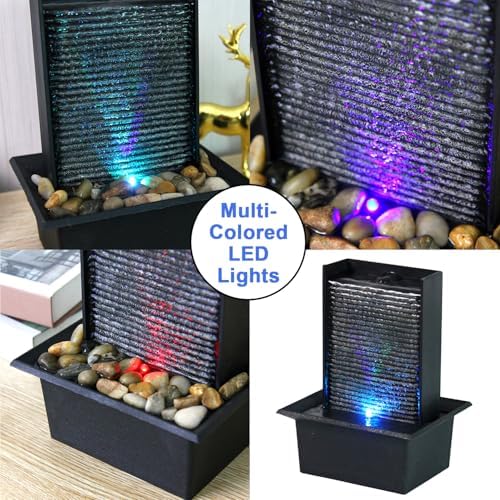 Small Indoor Tabletop Fountain with LED Lights