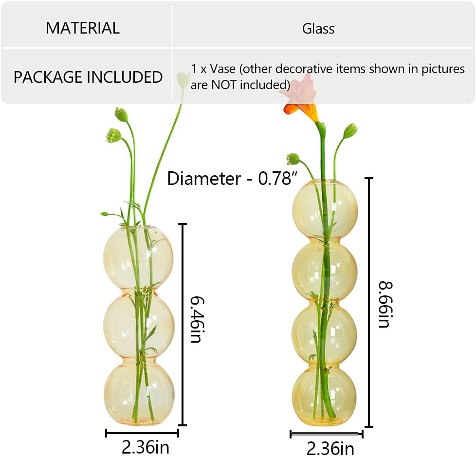 WAYUTO Clear Glass Bubble Vase Modern Home Decor