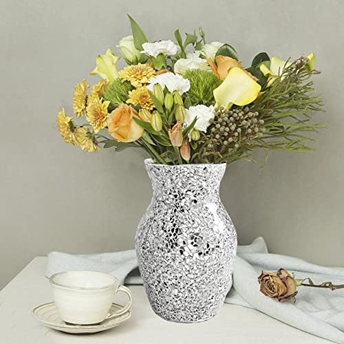 Stunning Handmade Mosaic Crackle Glass Vase