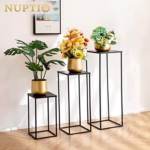 Nuptio Black Vase Plant Stand 3 Pcs Set