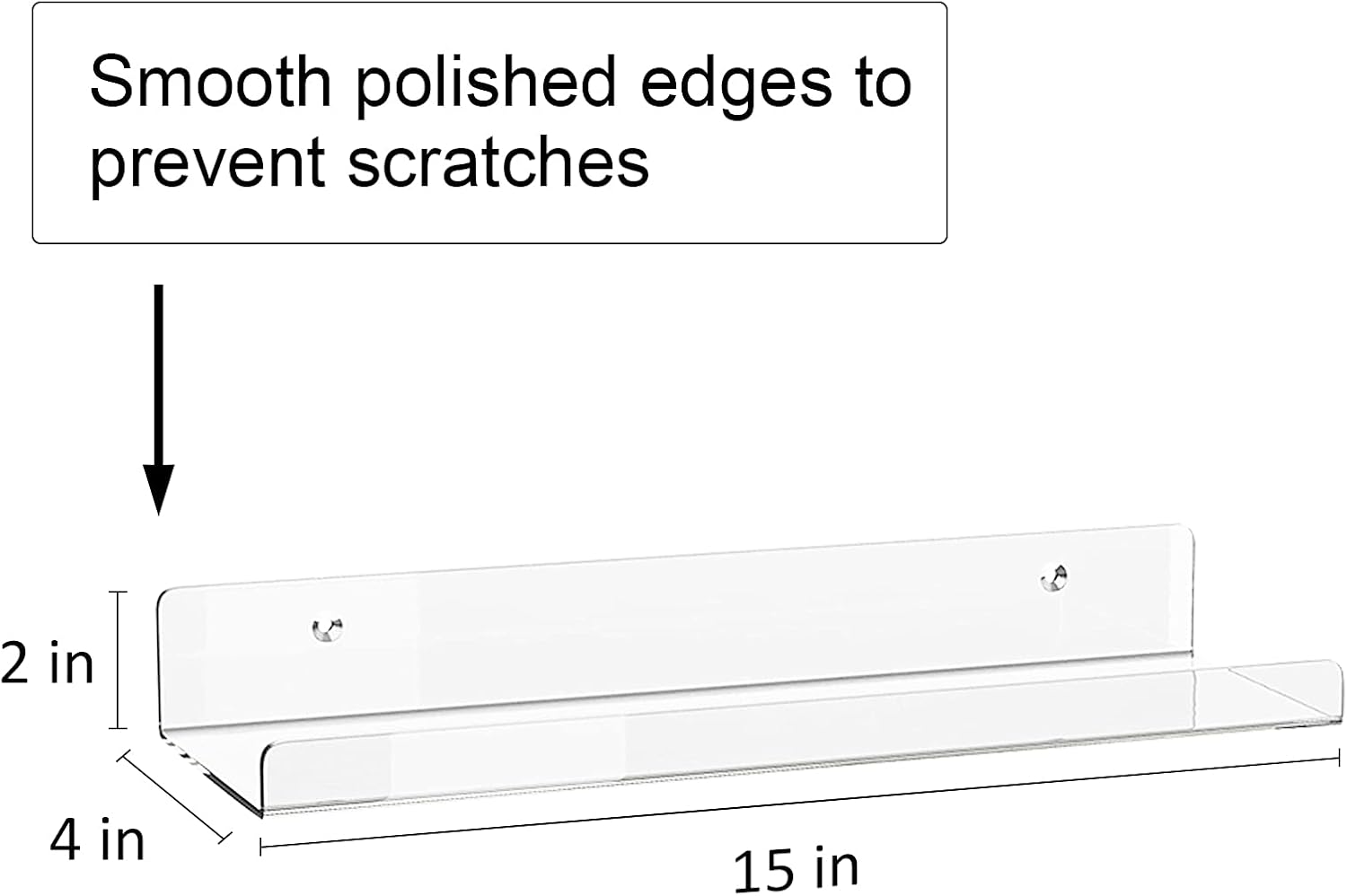 ddLUCK Acrylic Floating Shelf 2 Pack 15 Inch