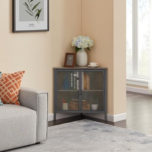 VECELO 3-Tier Corner Cabinet with Protection Door