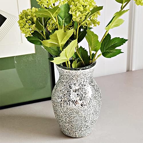 Stunning Handmade Mosaic Crackle Glass Vase