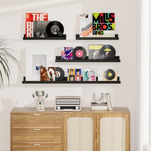 Set of 6 Floating Shelves 24 Inch Wall Mounted Picture Ledge