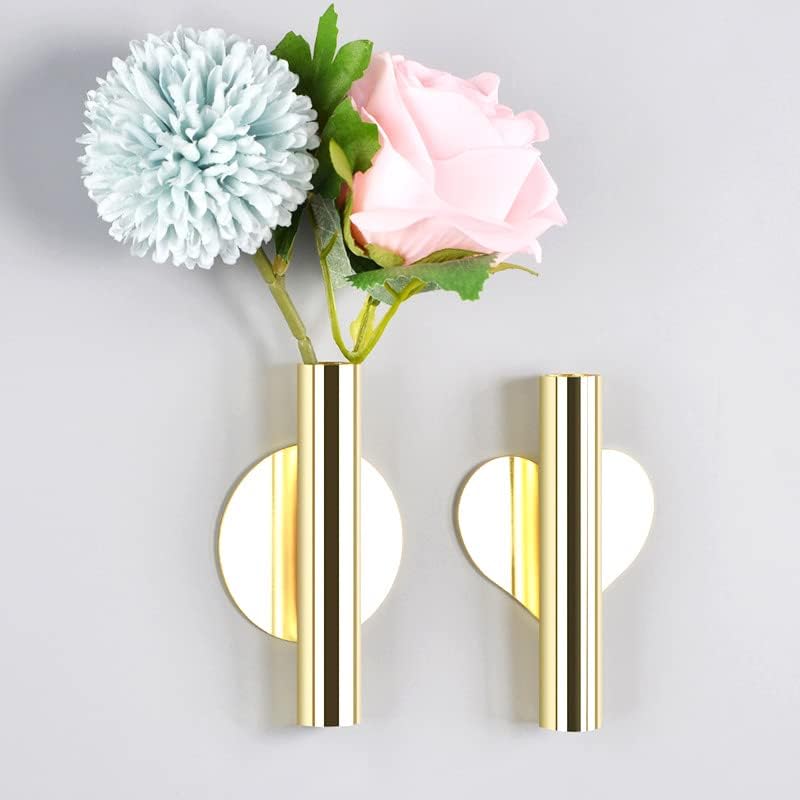 Gold Wall Decor Plant Vase Metal Tube Holder