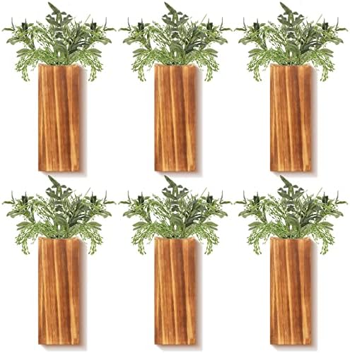Nuanchu 6-Pack Wood Wall Planters for Dried Flowers and Artificial Plants