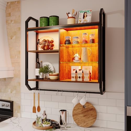 Bestier LED Floating Shelves 34 Inch Industrial Style