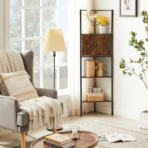 VECELO Corner Cabinet Tall Storage Bookshelf