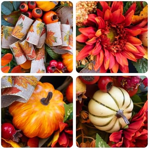 24 Inch Fall Door Wreath with Pomegranates and Berries