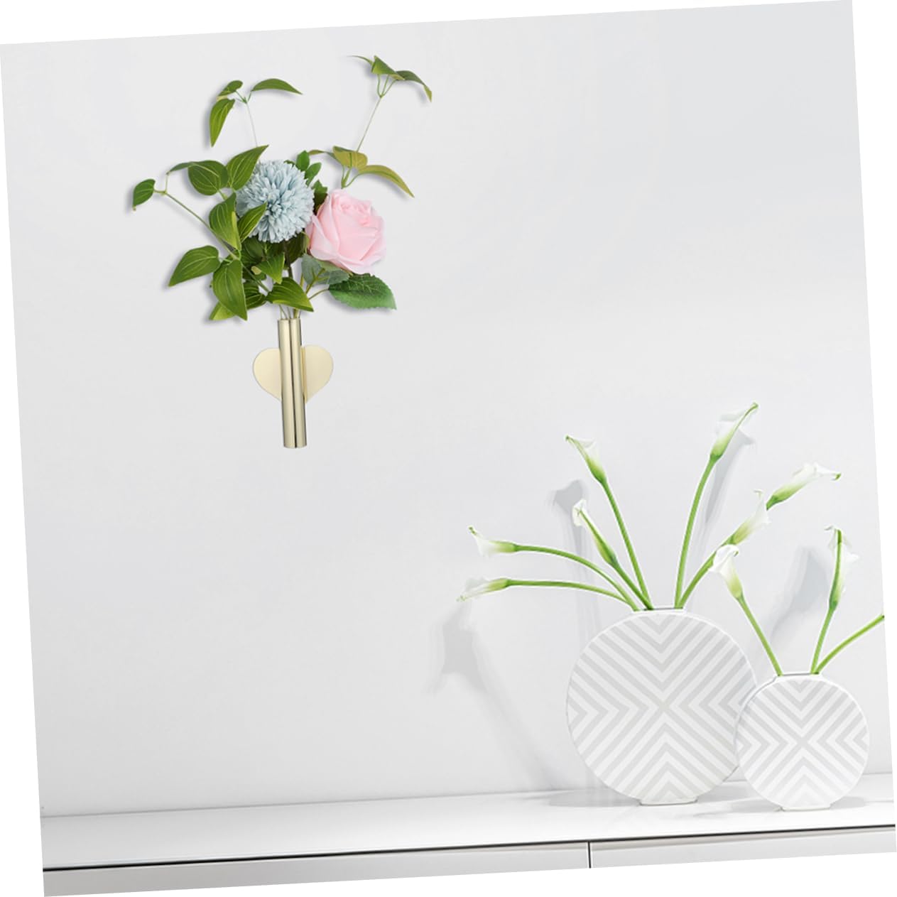 4pcs Heart-Shaped Wall Vases for Dried Flowers Decor