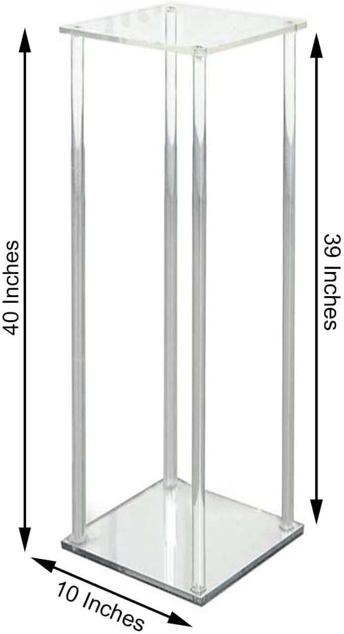 Efavormart 40 Inch Clear Acrylic Floor Vase with Mirror Base