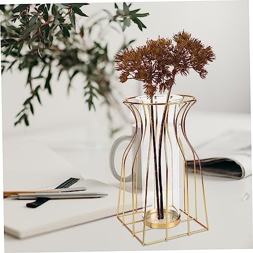 Cabilock Geometric Iron Art Flower Vase Glass Decor