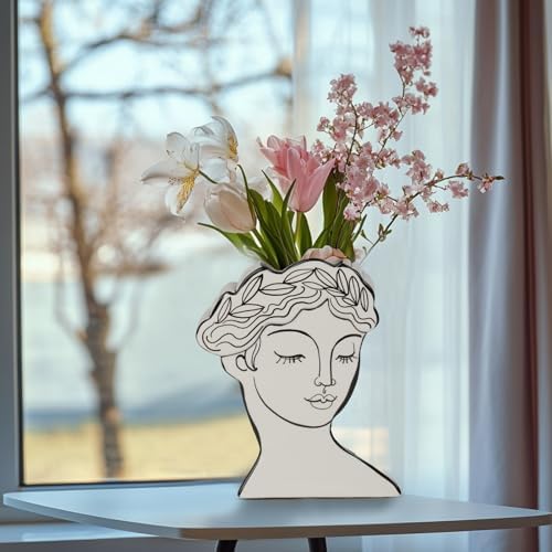 Modern Female Face Flower Vase 8x25x95 Inch Cynkeyee