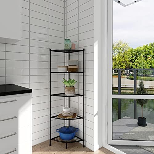 LH UNICO 5-Tier Corner Wire Shelving Unit Black