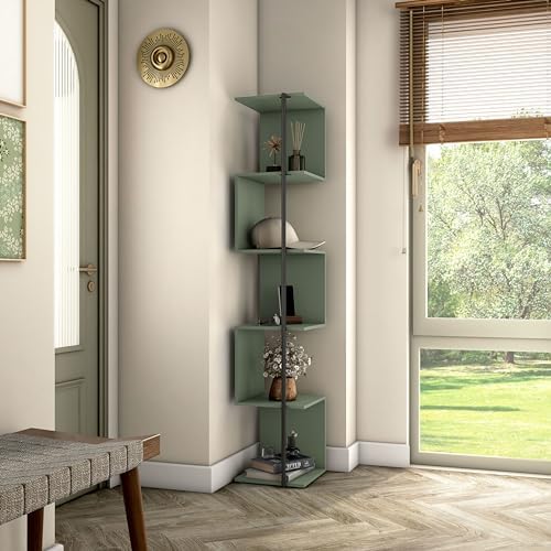 HOMES Inside Out Svenja 60 in Tall Corner Bookshelf