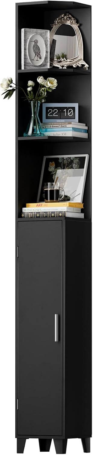 MOHOPE Corner Shelf with Cabinet 5-Tier 748 Tall Black