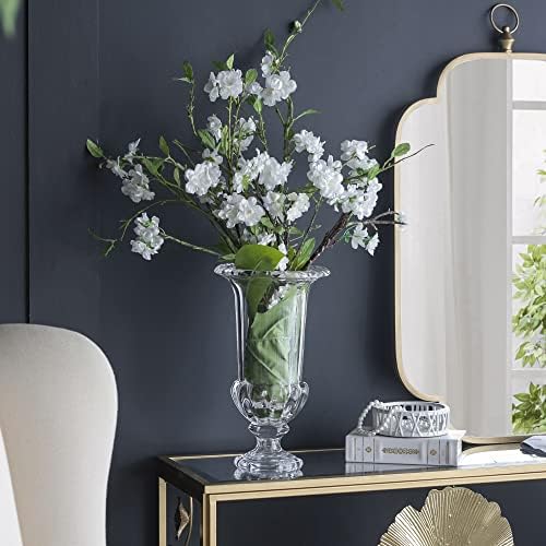 AB Home 15 Inch Clear Glass Vase with Pedestal