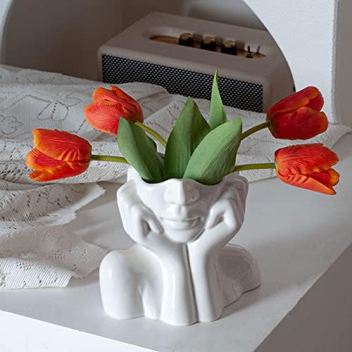 Joynisy White Ceramic Face Vase Set of 2