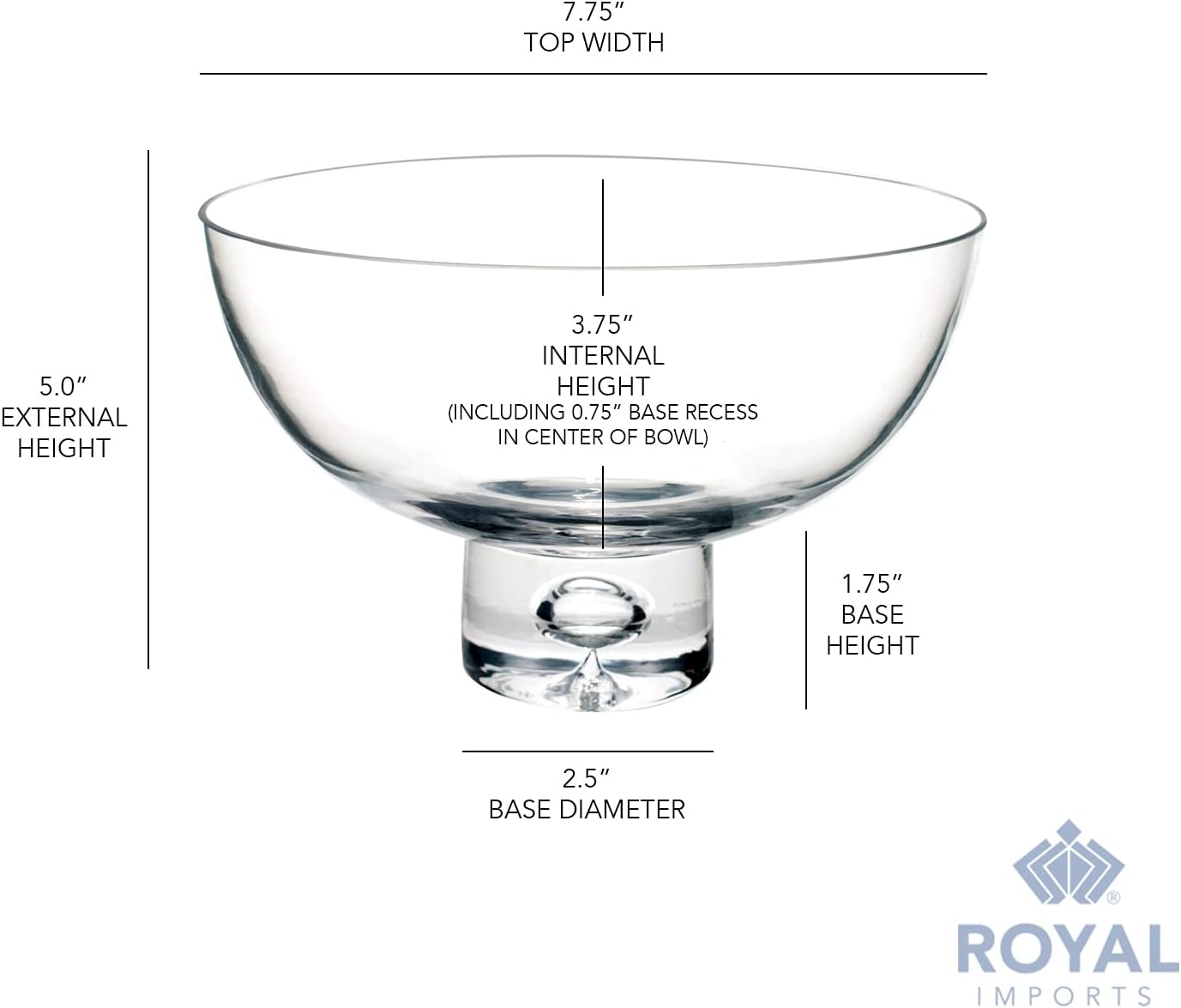 Royal Imports Flower Glass Vase 8 Round 5 Tall Clear