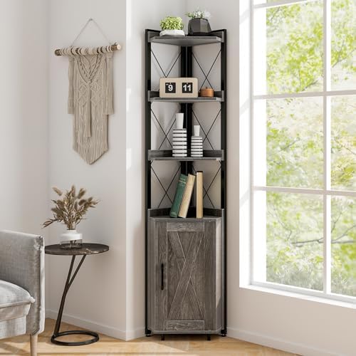 Tangkula Tall Corner Storage Cabinet with Door