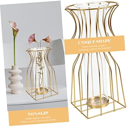 VOSAREA Geometric Iron Art Glass Vase