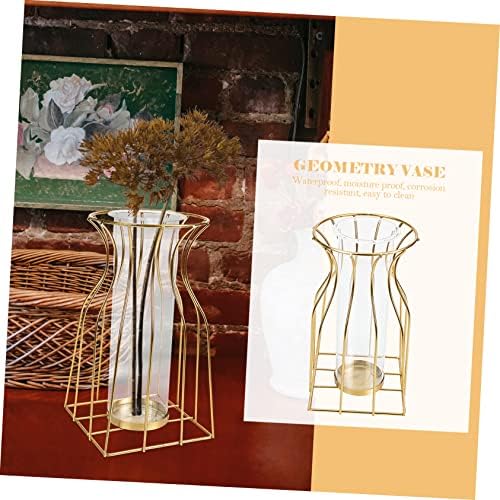 Cabilock Geometric Iron Art Flower Vase Glass Decor