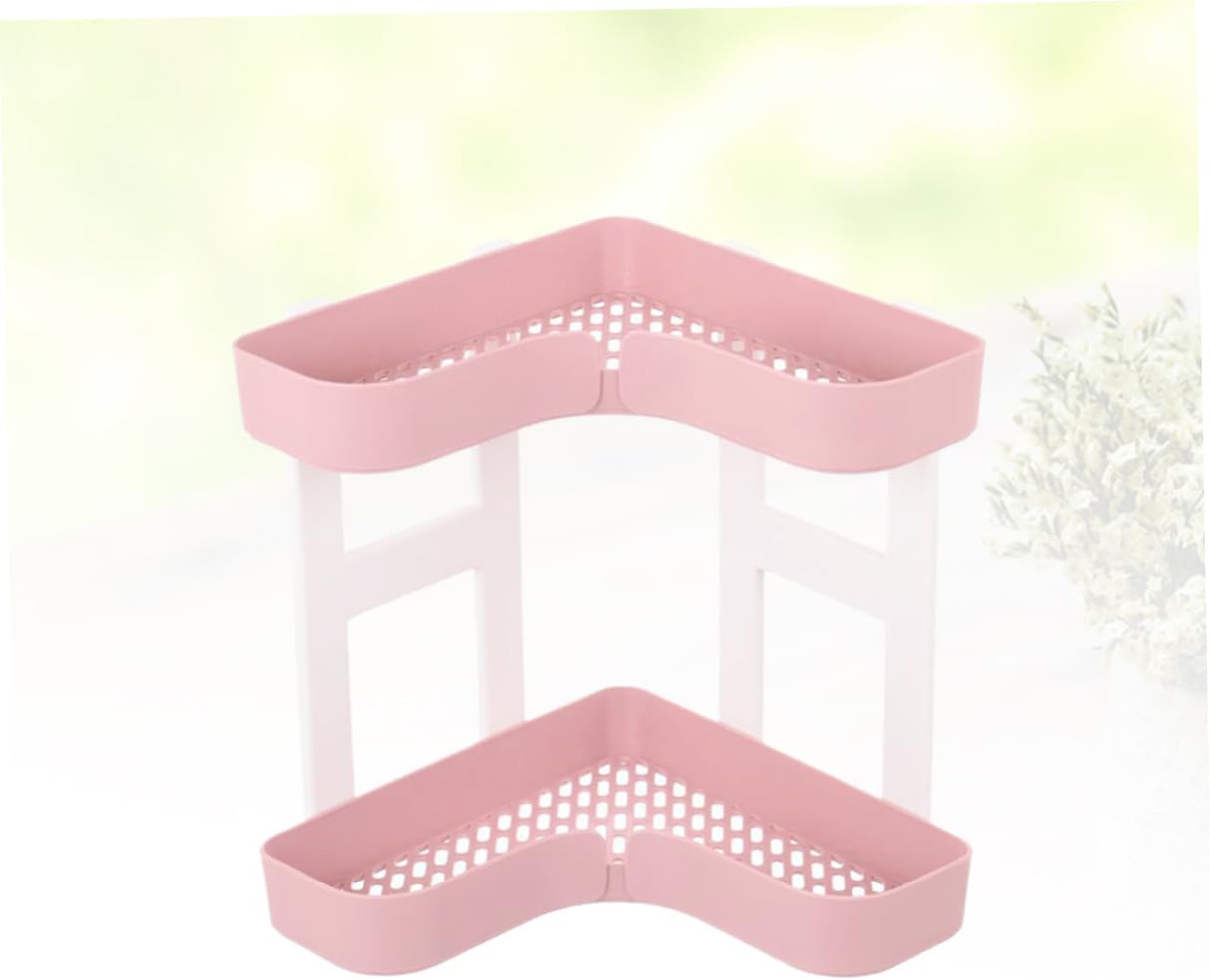 PRETYZOOM 2-Tier Bathroom Countertop Organizer Corner Shelf Rack