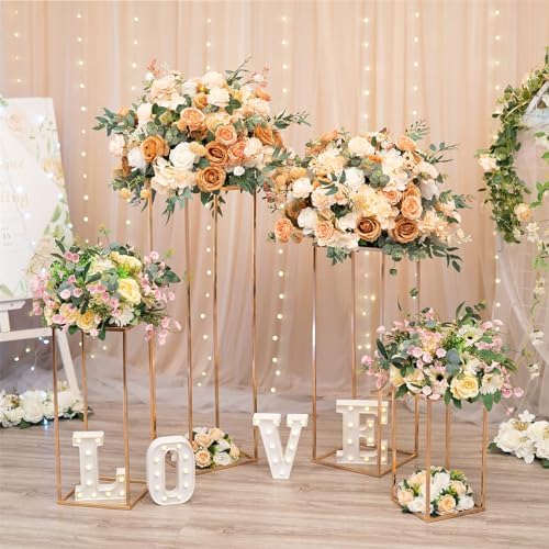 Modern Geometric Gold Wedding Centerpiece Vase 236in Metal Stand
