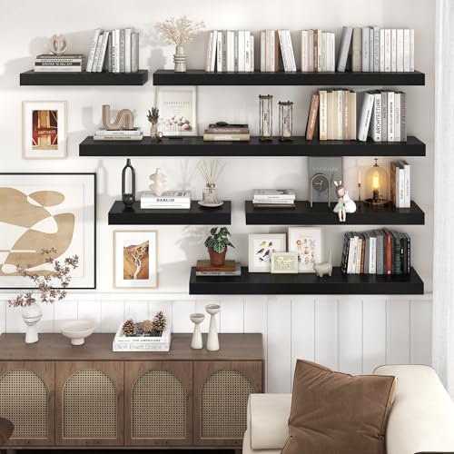 Venusmiles 24 x 12 Black Floating Wall Shelf