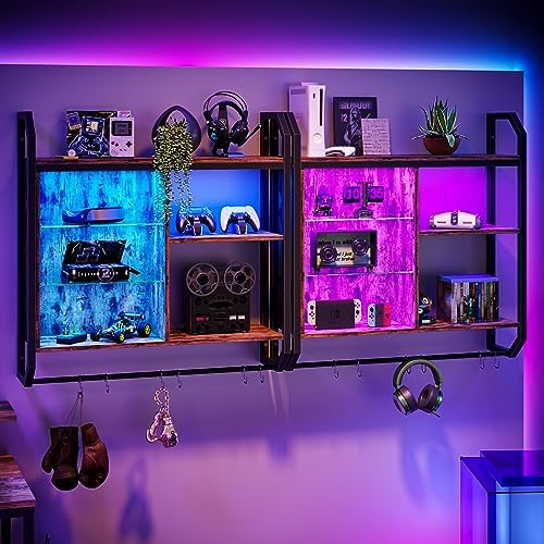 Bestier LED Floating Shelves 34 Inch Industrial Style