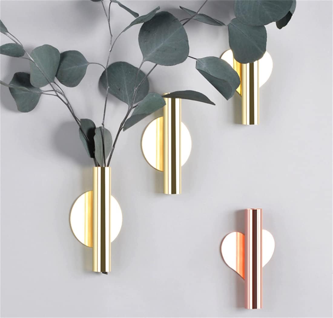 Gold Wall Decor Plant Vase Metal Tube Holder