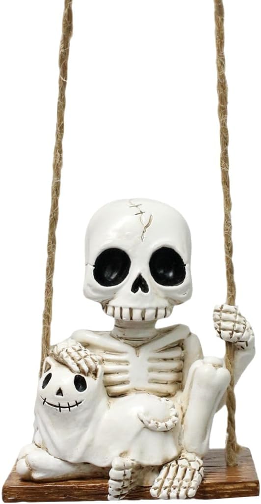 Halloween Skeleton Cat Swing Ornament - Spooky Decor