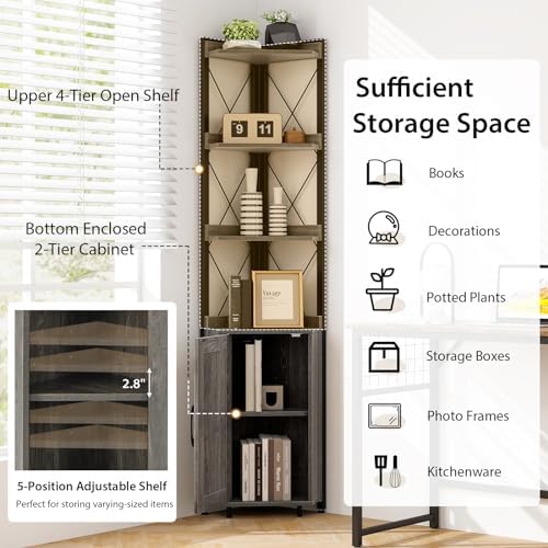 Tangkula Tall Corner Storage Cabinet with Door