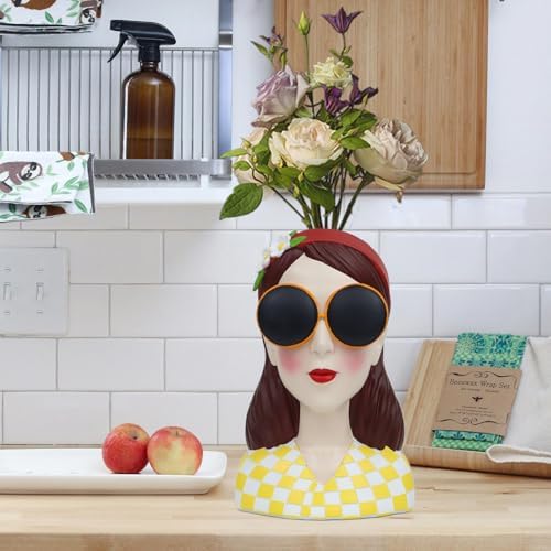 Artistic Girl Resin Flower Vase Vibrant Tulip Rose