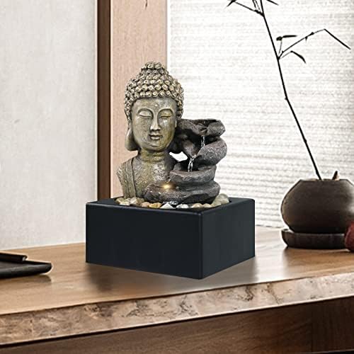 Ferrisland 4-Tier Tabletop Waterfall Fountain with LED Light