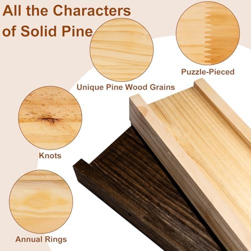 DECKALY Picture Ledge Shelf Set of 4 16 Inch Pine Wood Floating Shelves