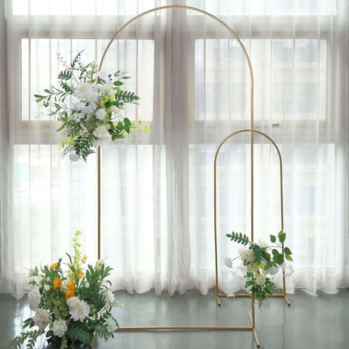 Efavormart 7ft Gold Metal Wedding Arch with Accessories