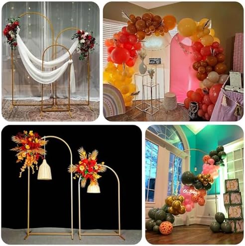 Efavormart 7ft Gold Metal Wedding Arch with Accessories