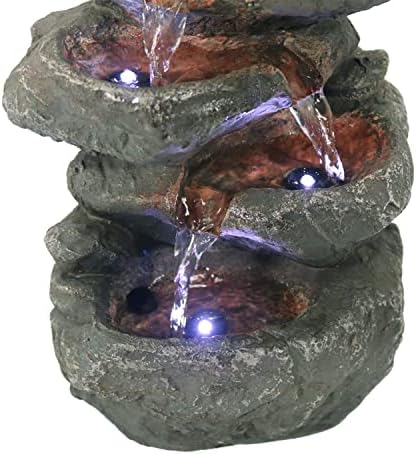 Sunnydaze Stacked Rocks 105 Inch Water Fountain with LED Lights