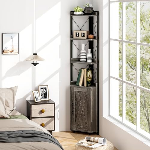 Tangkula Tall Corner Storage Cabinet with Door