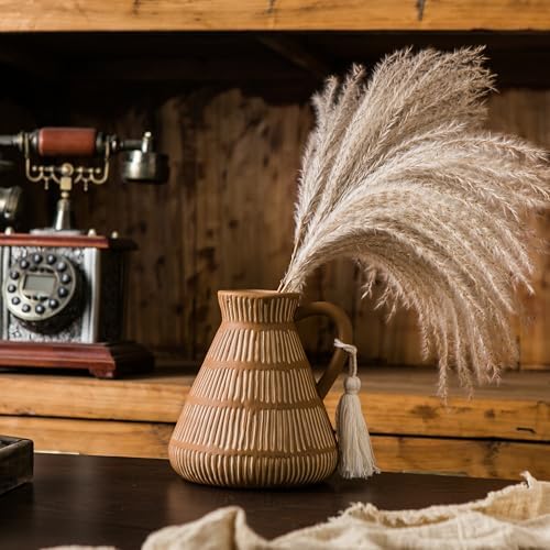 Rustic Farmhouse Vase with Handle and Tassel
