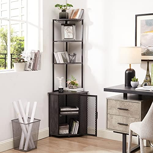 VECELO Corner Cabinet Tall Storage Shelf Bookshelf Display