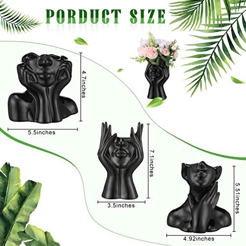 Sieral 3 Pcs Ceramic Face Vase Decor Set