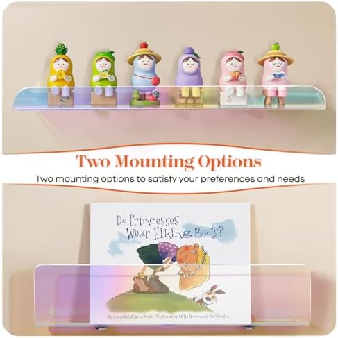 15 Inch Acrylic Floating Shelves 3 Pack Iridescent
