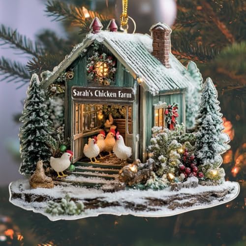 Personalized Chicken Farm Ornament for Christmas Tree